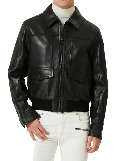 Men's Black Flight Pilot A2 Aviator Leather Jacket