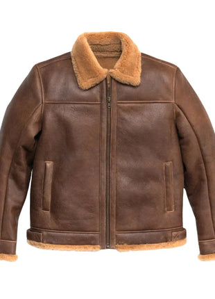 Gentlemen Brown Dry Shearling Leather Jacket Mens