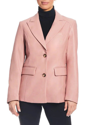 Pink Womens Leather Blazer