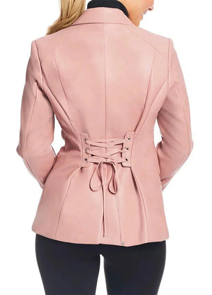 Pink Womens Leather Blazer
