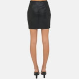 Black Leather Mini Twisted Skirt Womens