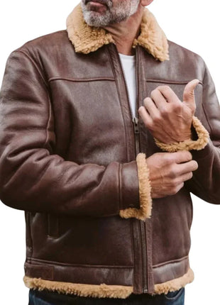 Gentlemen Brown Dry Shearling Leather Jacket Mens