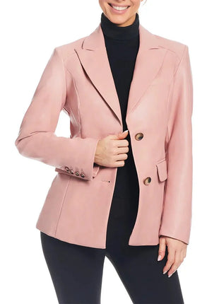 Pink Womens Leather Blazer