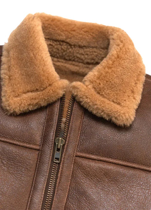 Gentlemen Brown Dry Shearling Leather Jacket Mens