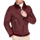Dark Maroon Leather American Bomber Jacket Mens