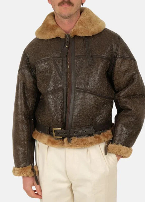 Men's Shearling Brown Bomber Jacket
