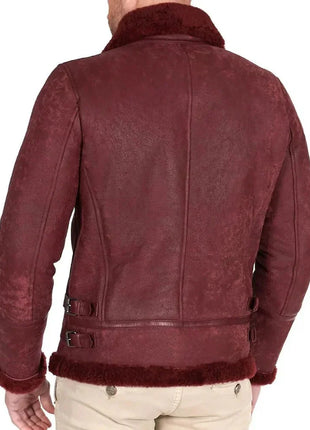 Dark Maroon Leather American Bomber Jacket Mens
