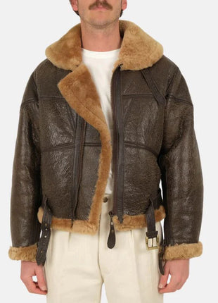 Men's Shearling Brown Bomber Jacket
