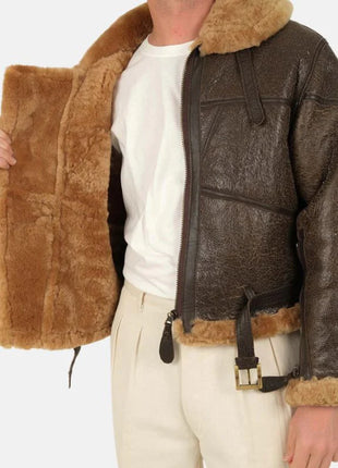 Men's Shearling Brown Bomber Jacket