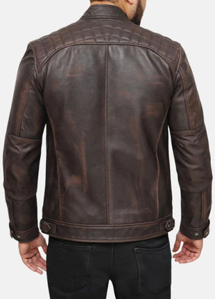 Distressed Brown Mens Leather Motorcycle Jacket