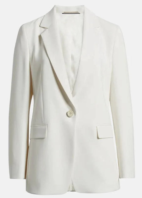 Womens Single Button Formal White Leather Coat