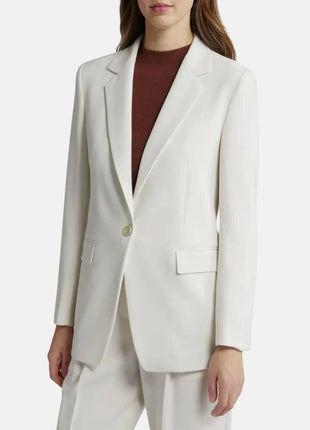 Womens Single Button Formal White Leather Coat