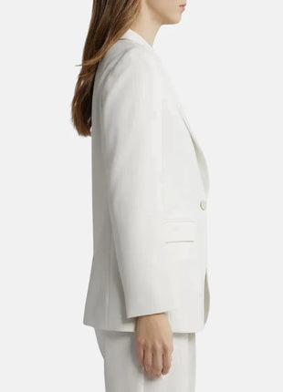 Womens Single Button Formal White Leather Coat