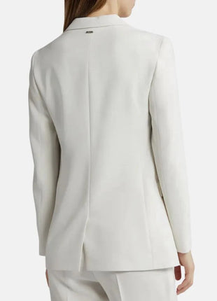 Womens Single Button Formal White Leather Coat