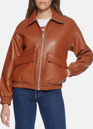 Womens A2 Brown Cockpit Leather Bomber Aviator Jacket