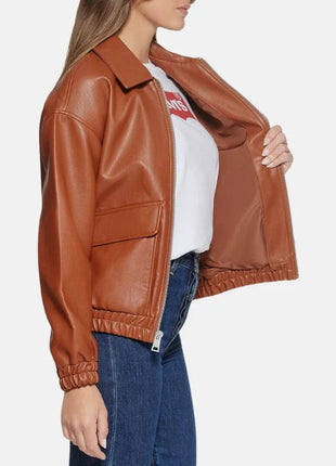 Womens A2 Brown Cockpit Leather Bomber Aviator Jacket