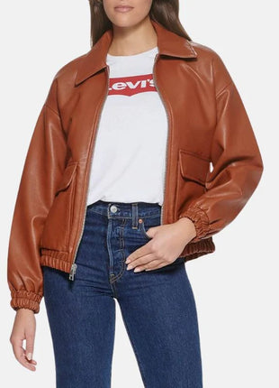 Womens A2 Brown Cockpit Leather Bomber Aviator Jacket