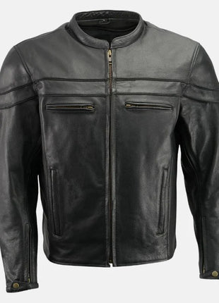Black Leather Motorcycle Jacket Men's