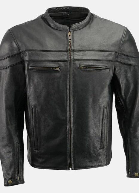 Black Leather Motorcycle Jacket Men's