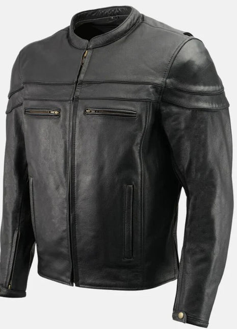 Black Leather Motorcycle Jacket Men's