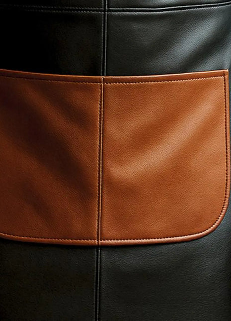 Handmade Leather Workshop Apron: Heavy Duty Black & Brown with Pockets