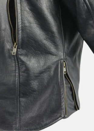 Black Leather Motorcycle Jacket Men's