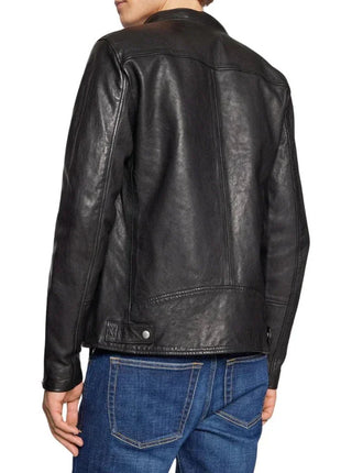 Men's Black Hooded Leather Bomber Jacket