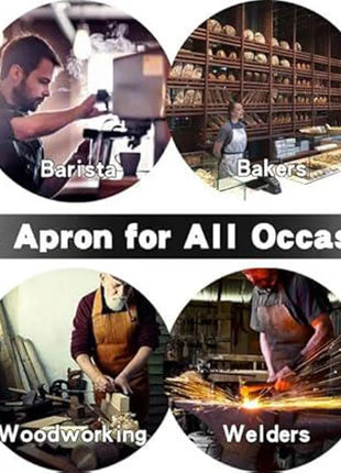 Handmade Leather Workshop Apron: Heavy Duty Black & Brown with Pockets