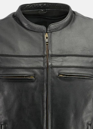Black Leather Motorcycle Jacket Men's