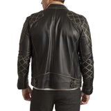 David Vintage Black Leather Biker Jacket Men's