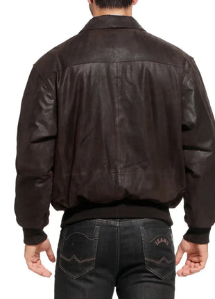 Men's Distressed Brown Leather A2 Bomber Jacket