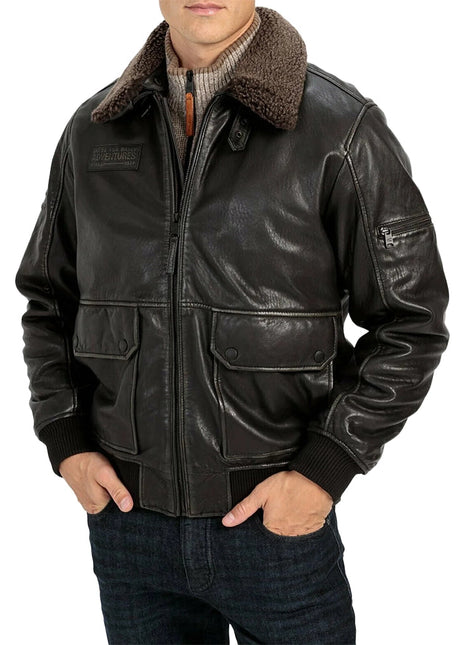 Men’s Brown Fur Collar B3 RAF Sheepskin Shearling Jacket