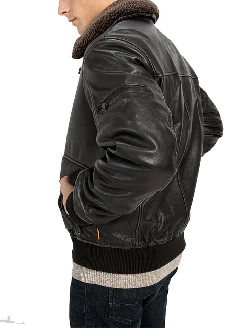 Men’s Brown Fur Collar B3 RAF Sheepskin Shearling Jacket