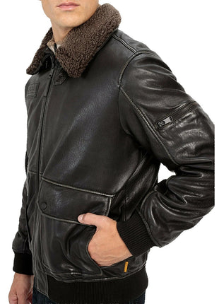 Men’s Brown Fur Collar B3 RAF Sheepskin Shearling Jacket