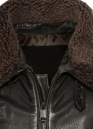 Men’s Brown Fur Collar B3 RAF Sheepskin Shearling Jacket