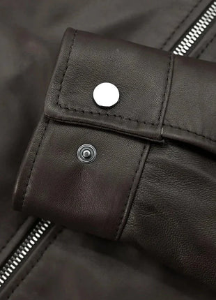 Mens John Dark Choco Brown Shirt Collar Leather Jacket