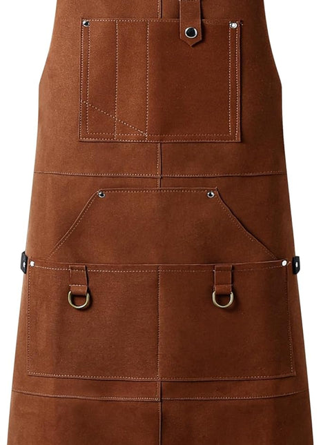 Flame Retardant And Waterproof 6 Pockets Leather Tool Apron for Outdoor Woodwork, Grilling