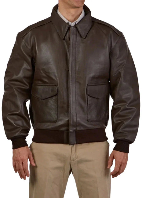 A2 Distressed Aviator Cockpit Brown Real Bomber Leather Jacket