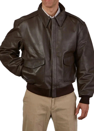 A2 Distressed Aviator Cockpit Brown Real Bomber Leather Jacket