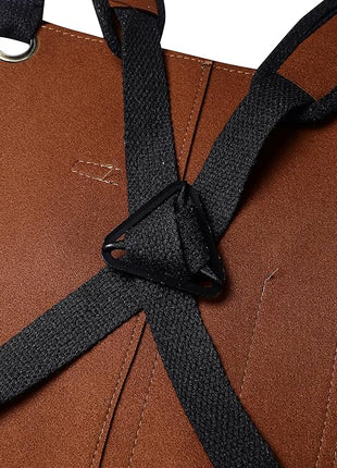 Flame Retardant And Waterproof 6 Pockets Leather Tool Apron for Outdoor Woodwork, Grilling