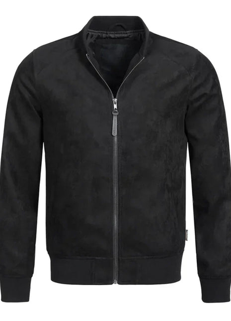 Men's Suede Leather Black Bomber Jacket