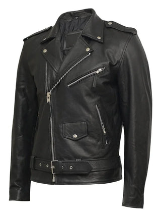 Men's Brown Moto Leather Jacket with Piping Mens Genuine Leather Biker Jacket CowhideDetails (Copy)