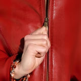 Red Leather Biker Jacket Womens