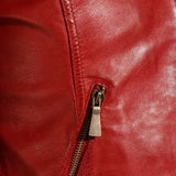 Red Leather Biker Jacket Womens