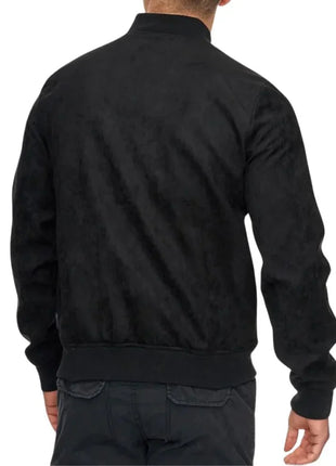 Men's Suede Leather Black Bomber Jacket