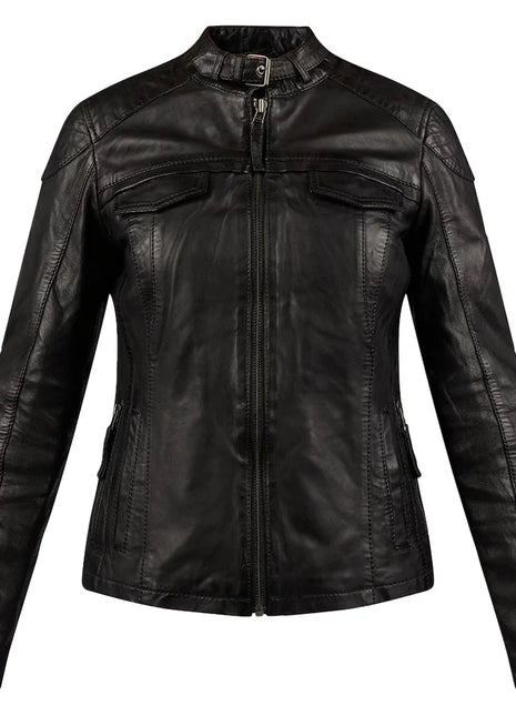 Womens Black Leather Biker Jacket