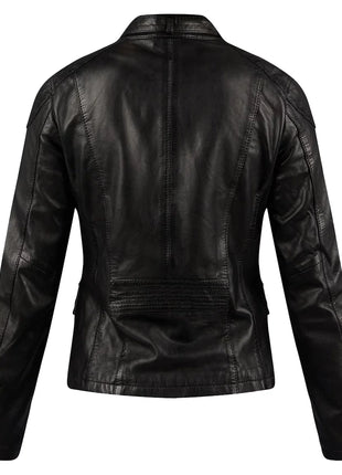 Womens Black Leather Biker Jacket