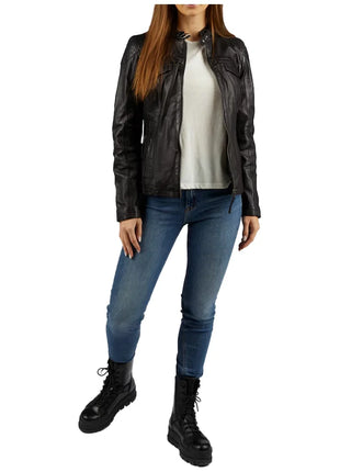 Womens Black Leather Biker Jacket