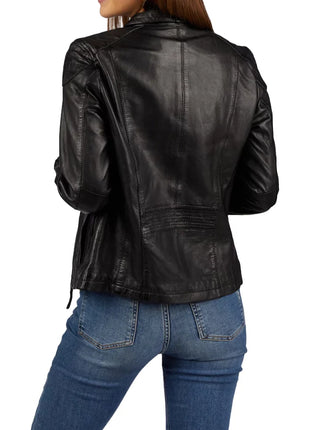 Womens Black Leather Biker Jacket