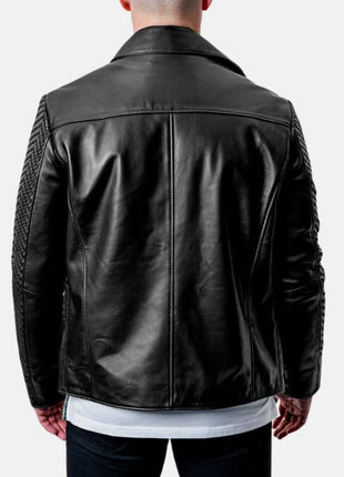 Mens Black Snakeskin Textured Leather Jacket